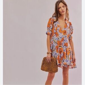 NWOT Free People Sugar Crush Floral Boho Mini Dress Size S